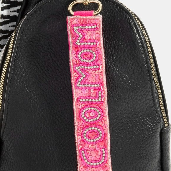 Cool MOMS Club Seed Beaded Pink Coin Pouch - Earrings - Lanyard Keychain Charm - Picture 4 of 8
